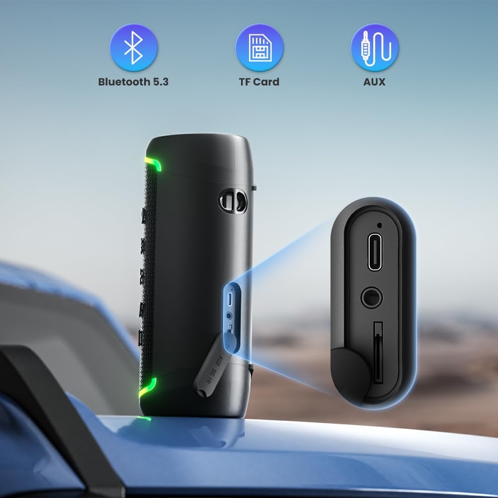 Portable Bluetooth Speaker 30W Bass RGB Lights Waterproof