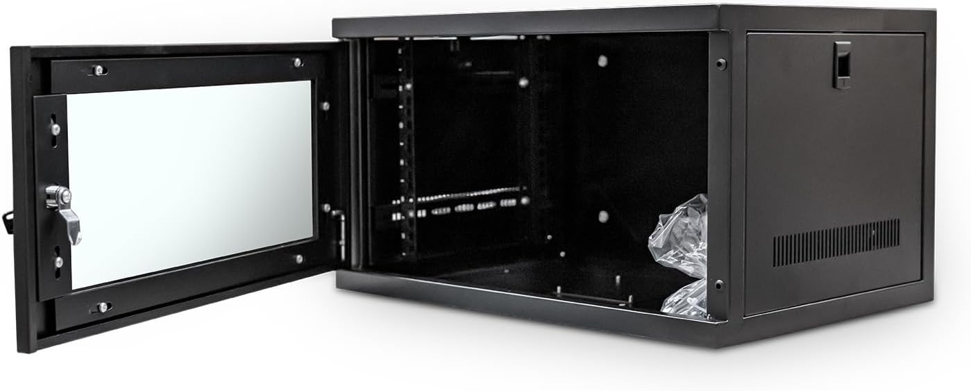 19in 6U Wall Mounted Data Cabinet Lockable Glass Rack