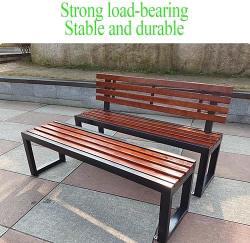 3 Seater Wooden Metal Garden Bench Patio Park Seat 300kg