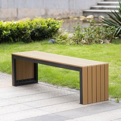 Outdoor Garden Bench Backless Wood Metal Patio Porch Seat 120cm