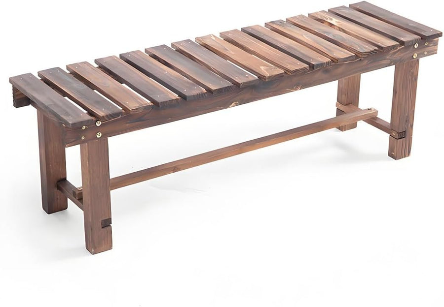 Outdoor Wooden Garden Bench 2 Seater Backless Patio Seat Weatherproof