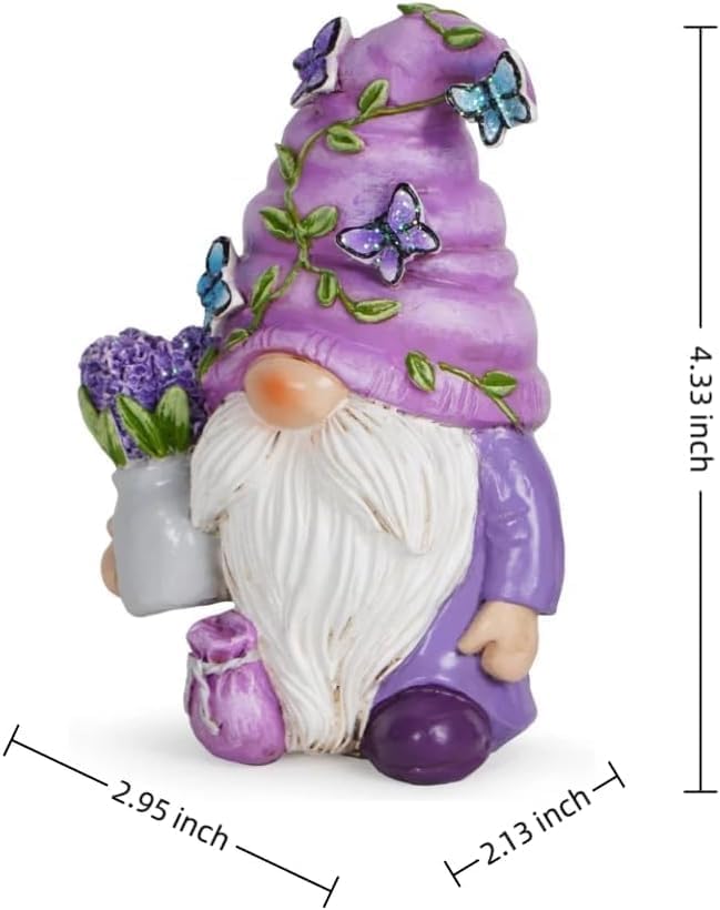 Lavender Gonk Gnome Figurine Resin Spring Easter Table Decor