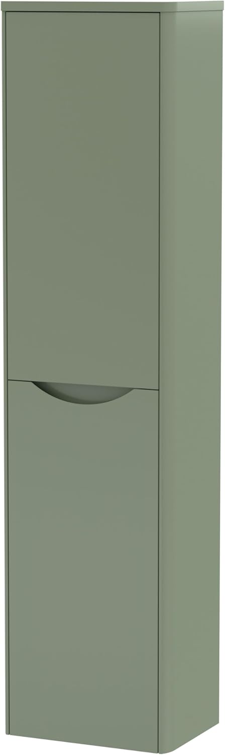 Wall Hung Tall Bathroom Cabinet Soft Close 2 Door Green
