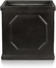 30cm Square Planter Faux Lead Dark Grey Garden Pot Drainage