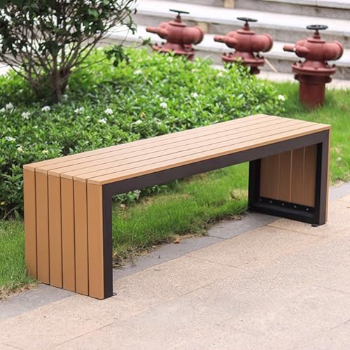 Outdoor Garden Bench Backless Wood Metal Patio Porch Seat 120cm