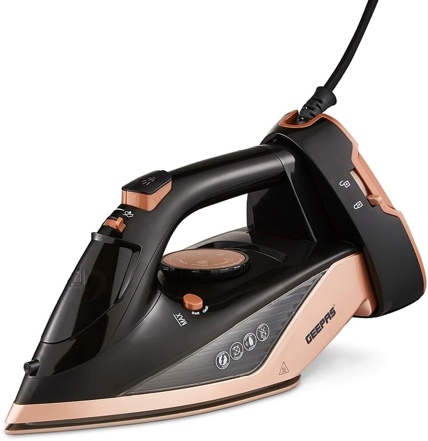 2200W Steam Iron Ceramic Soleplate 300ml Tank Fast Heat