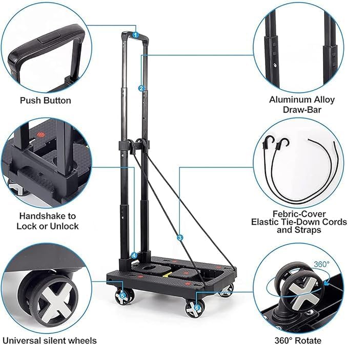 Folding Sack Barrow Hand Truck 50KG 4 Wheel Aluminium