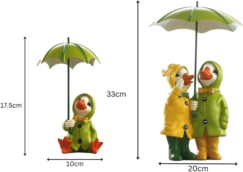 Duck Garden Ornaments Set Umbrella Resin Outdoor Patio Decor