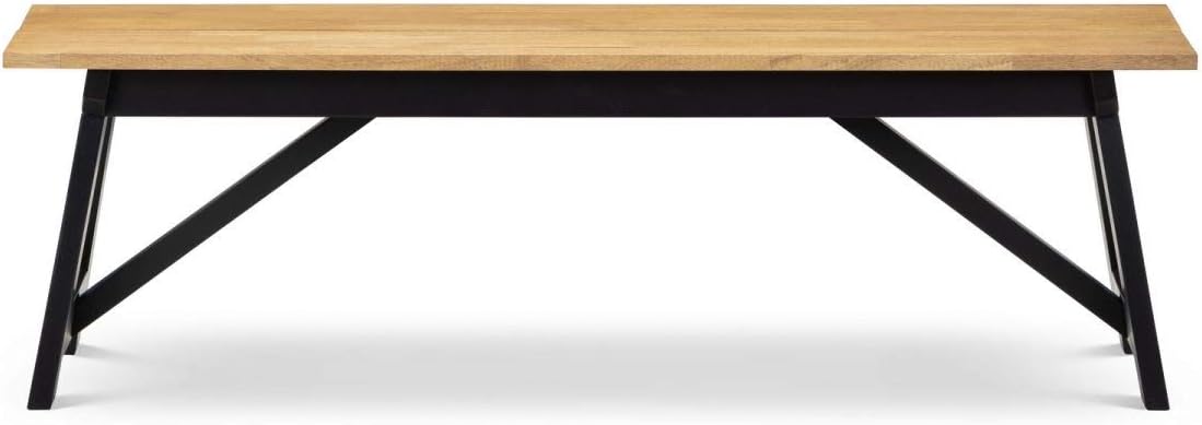 Industrial Dining Bench Oak Seat Black Metal Frame 140cm