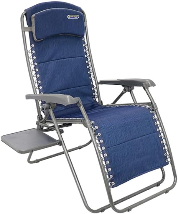 Premium Reclining Camping Chair with Side Table Blue