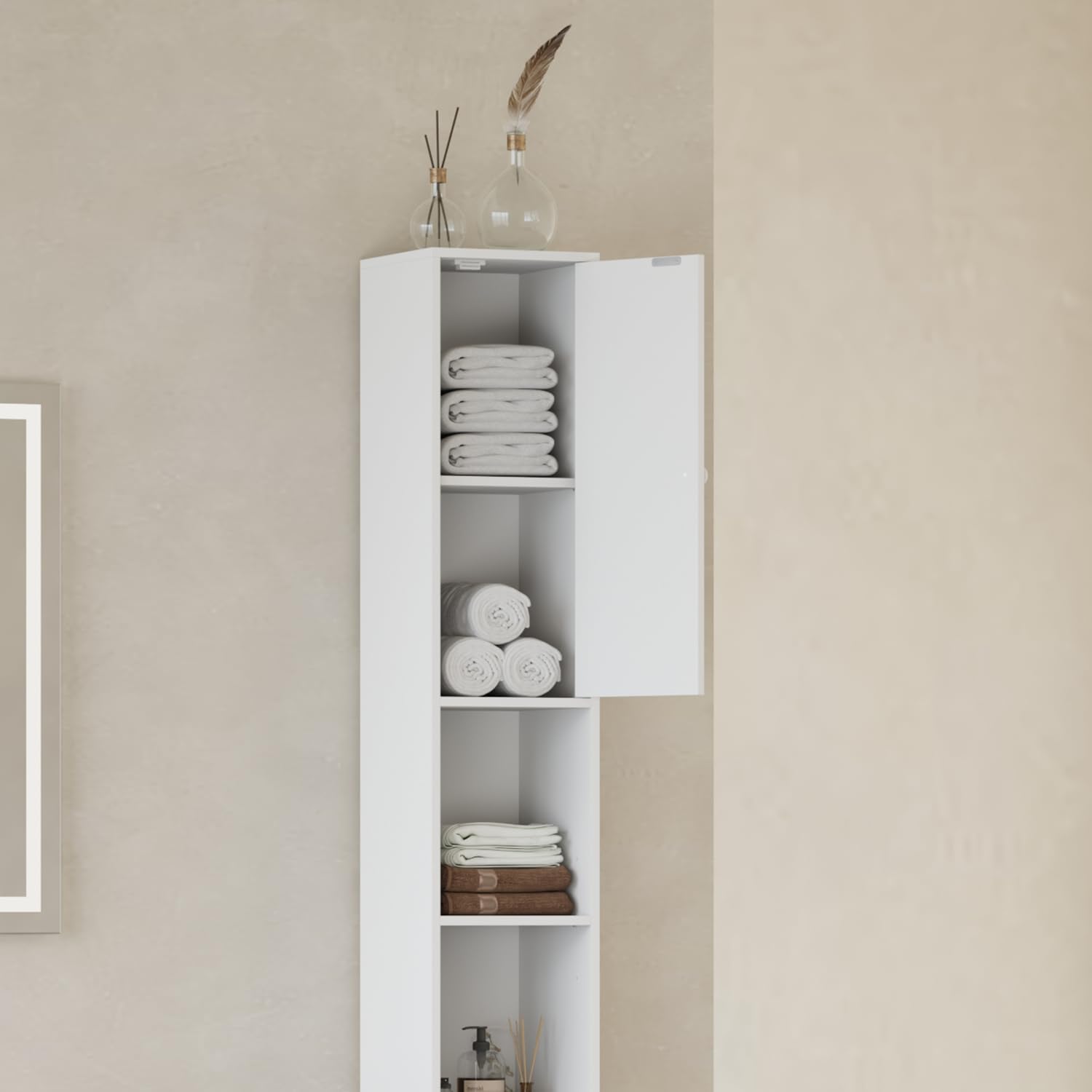 Tall Slim Corner Storage Cabinet 180cm Shelf Door Unit