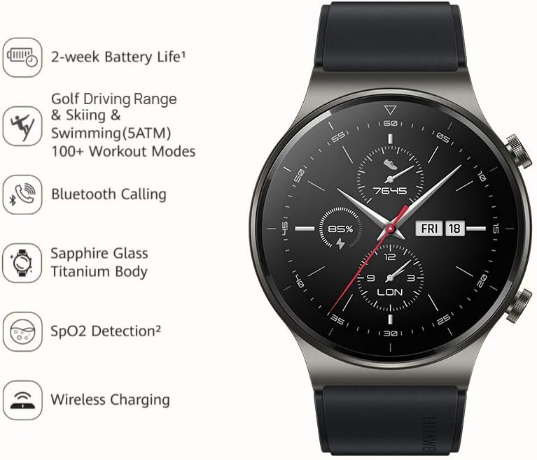 AMOLED Smart Watch 2 Week Battery GPS Calls Black