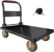 2000lbs Heavy Duty Flat Cart Steel Push Dolly 27x19 Brake Wheels