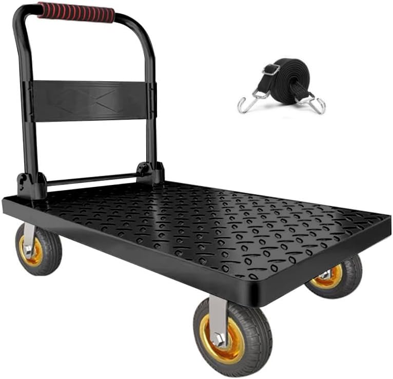 2000lbs Heavy Duty Flat Cart Steel Push Dolly 27x19 Brake Wheels