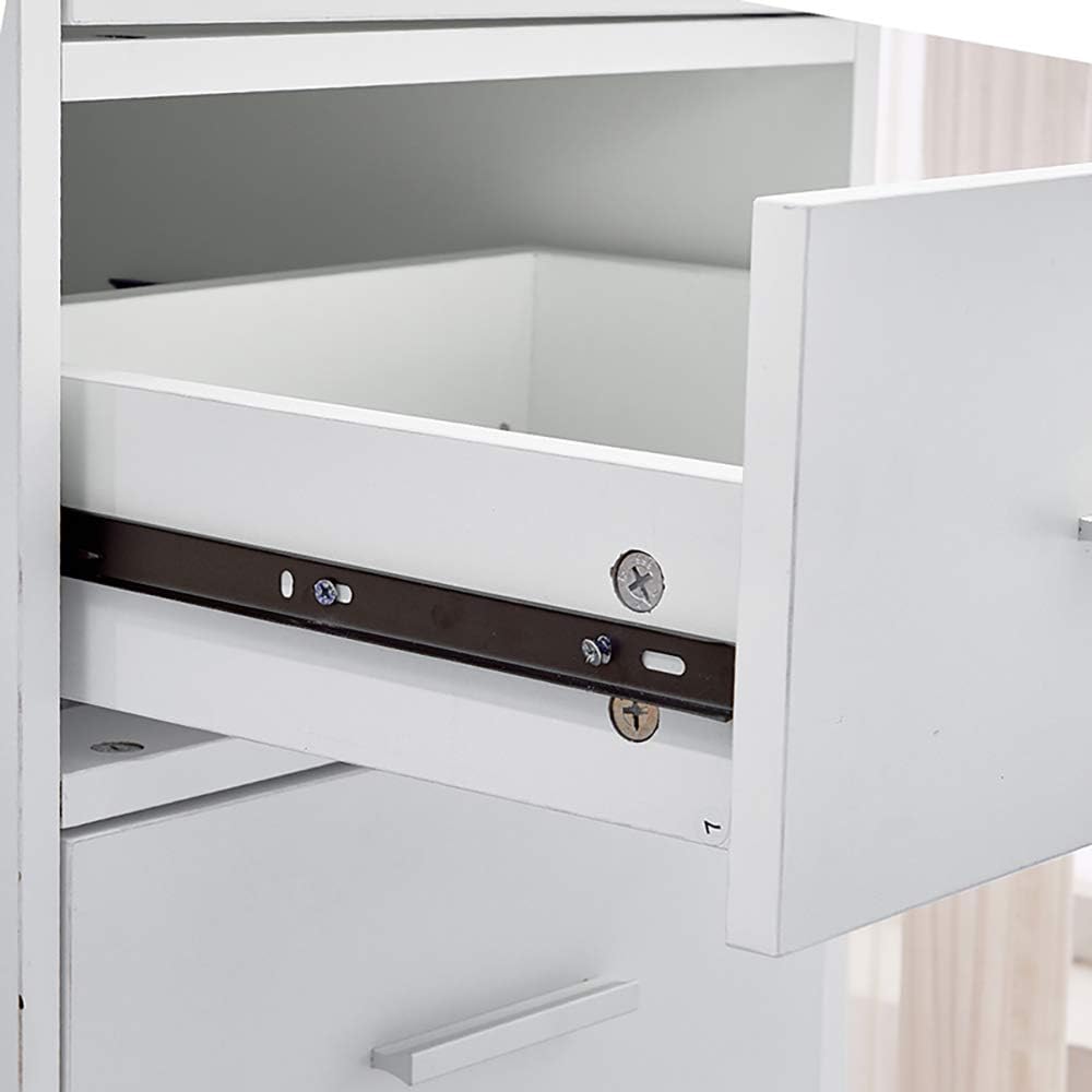 Tall Bathroom Storage Cabinet Black White 4 Drawer Shelf Unit