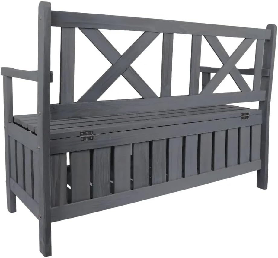 Wooden Garden Storage Bench 165cm Outdoor Patio Seat Box