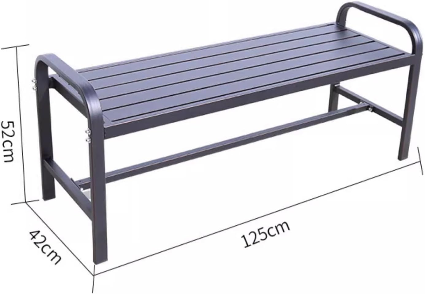 125cm Metal Garden Bench Weatherproof Outdoor Patio Park Seat