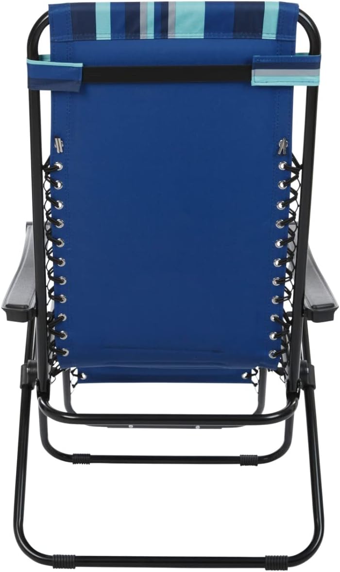 Padded Reclining Sun Lounger Chair Blue Stripe