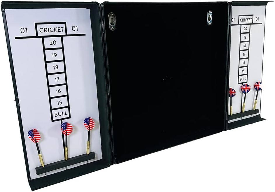 18in Dartboard Cabinet Set Aluminium Case Sisal Board 6 Darts
