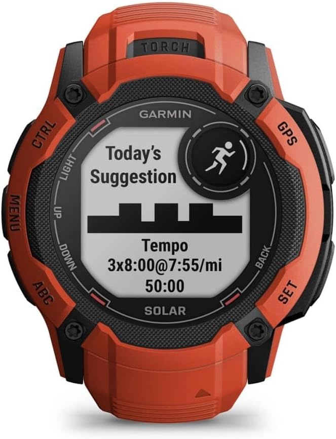 Solar GPS Smart Watch 50mm Rugged Outdoor Red