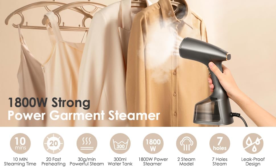 2000W Garment Steamer Handheld Portable Wrinkle Remover LCD Fast Heat