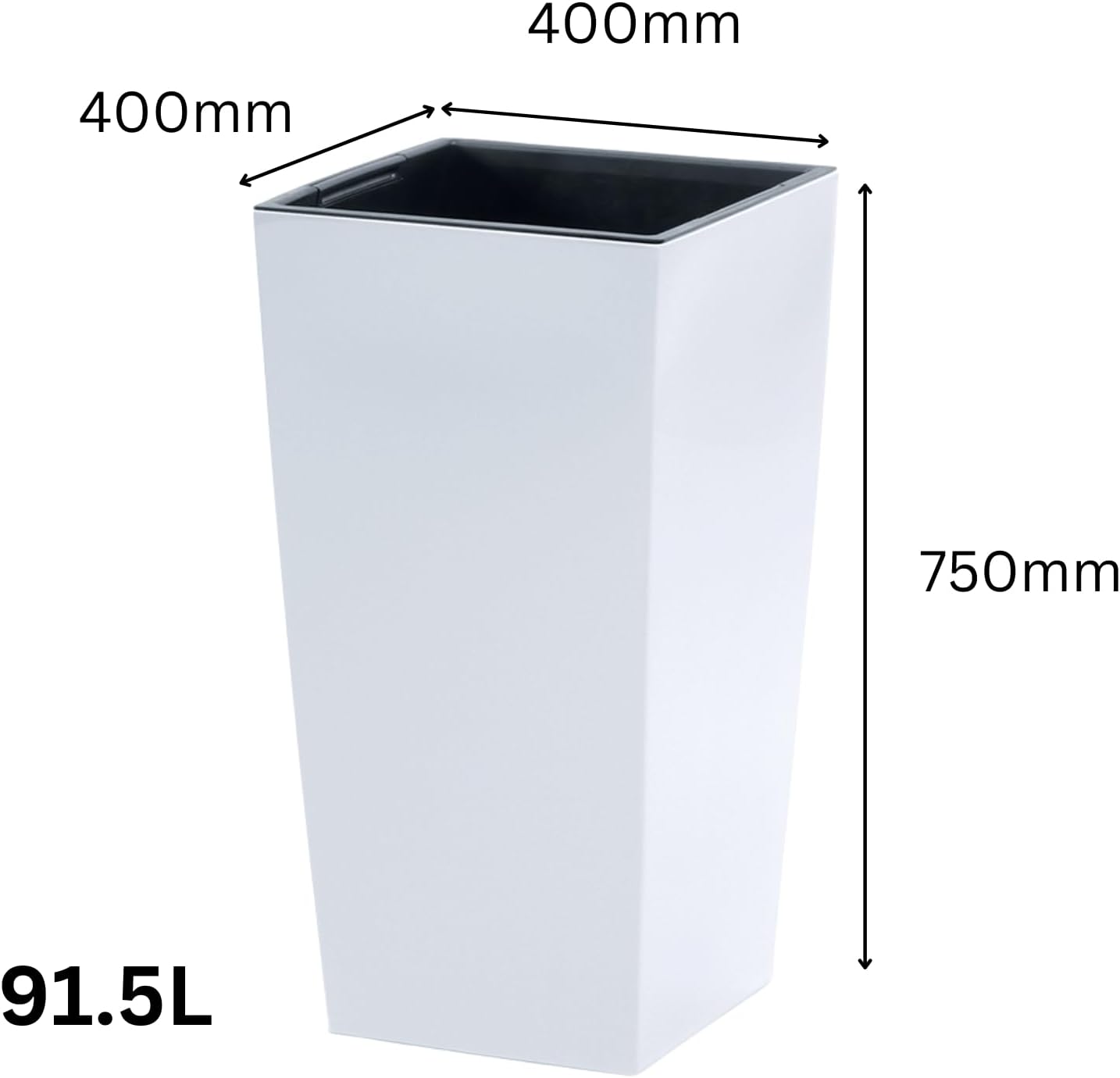 Tall White Planter 75cm Large Plant Pot Indoor Outdoor with Insert
