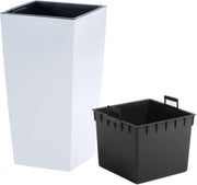 Tall White Planter 75cm Large Plant Pot Indoor Outdoor with Insert