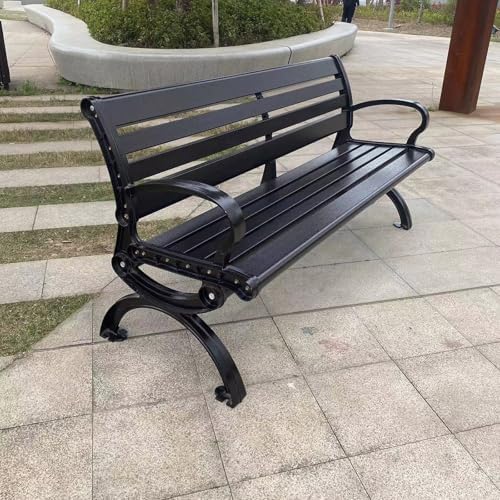 Outdoor Aluminum Garden Bench Patio Park Bench with Backrest 120cm