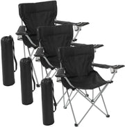 3 Pack Black Folding Camping Chairs with Cup Holder