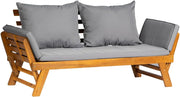 Acacia Wood Convertible Sofa Bed Outdoor Daybed Grey