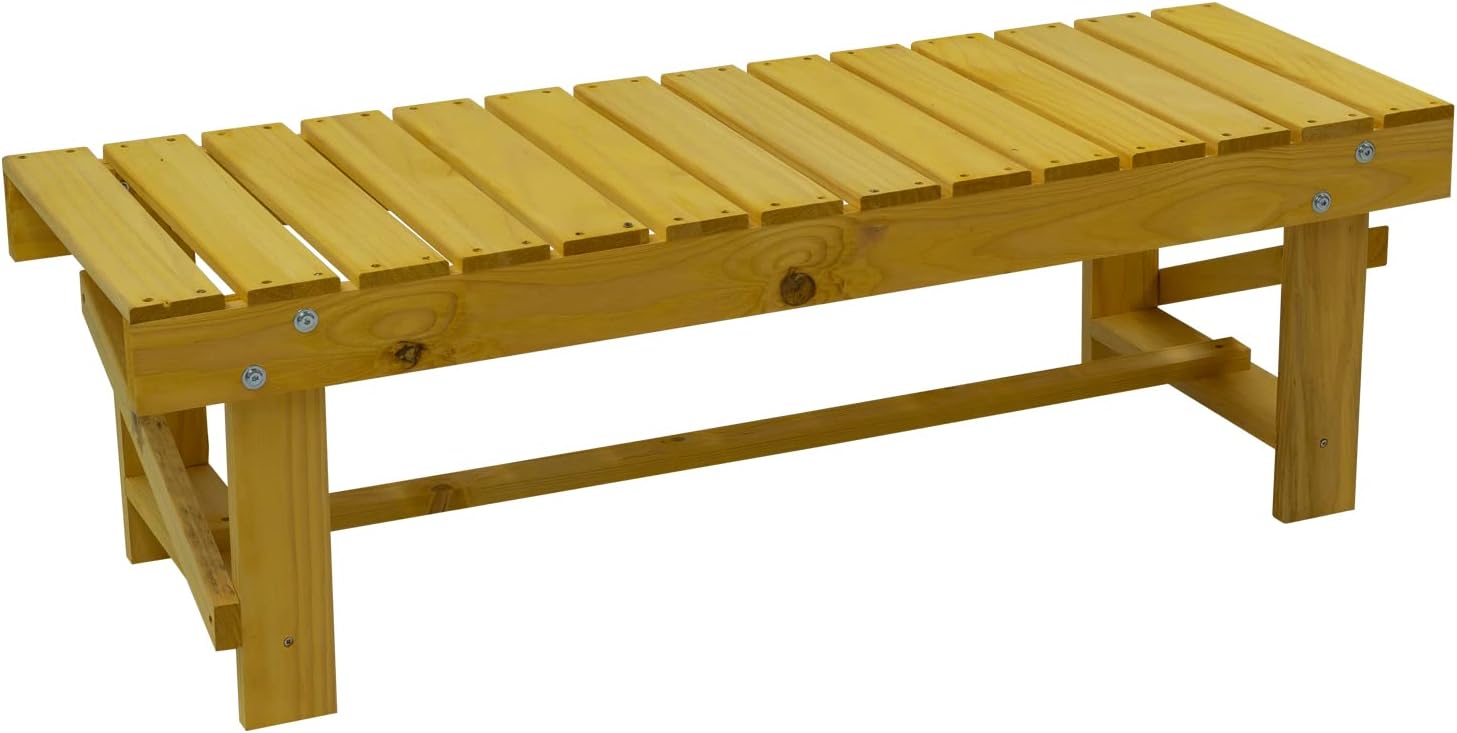 2 Seater Wooden Garden Bench Pine Patio Backless Outdoor Seat