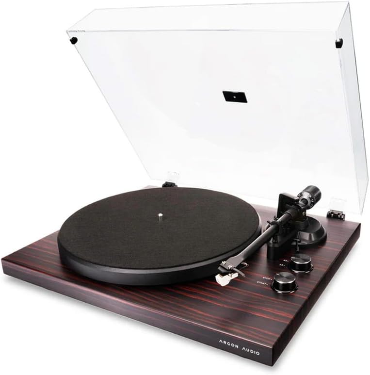 Turntable with Phono Preamp Audio Technica Cartridge Mahogany