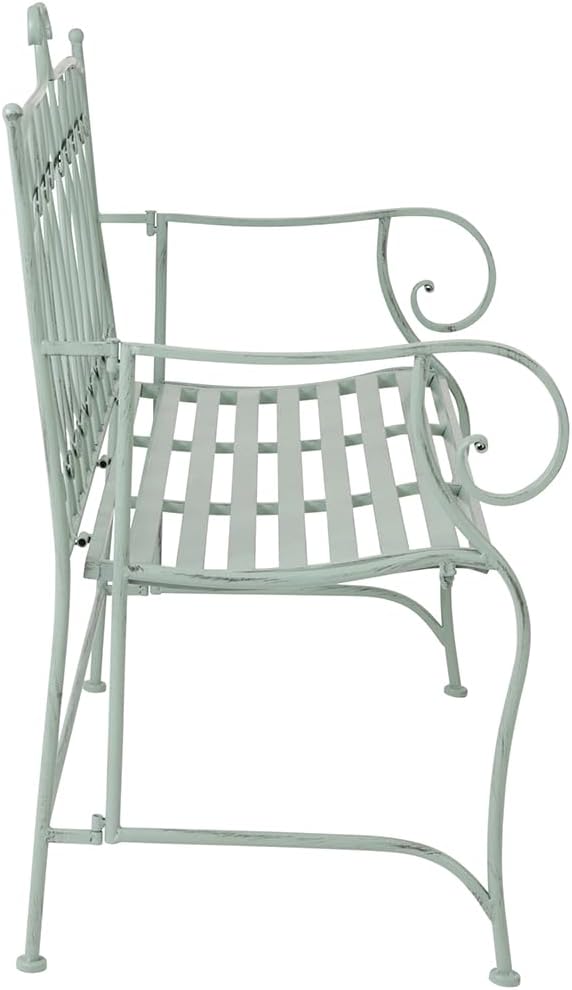 2 Seater Metal Garden Bench Heritage Green Rustic Patio Outdoor Seat