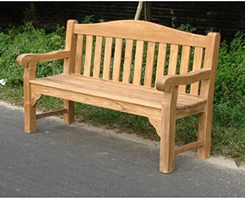 5FT Teak Garden Bench 3 Seater Solid Wooden Patio Seat
