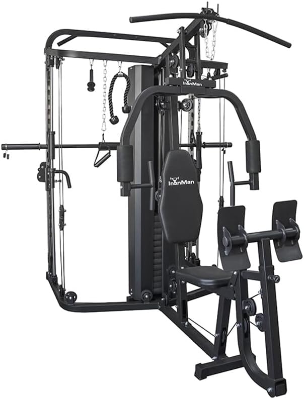 Home Multi Gym Smith Machine Cable Trainer 65kg Weight Stack Rack