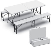 Folding Picnic Table & Bench Set Portable Garden Party BBQ Table