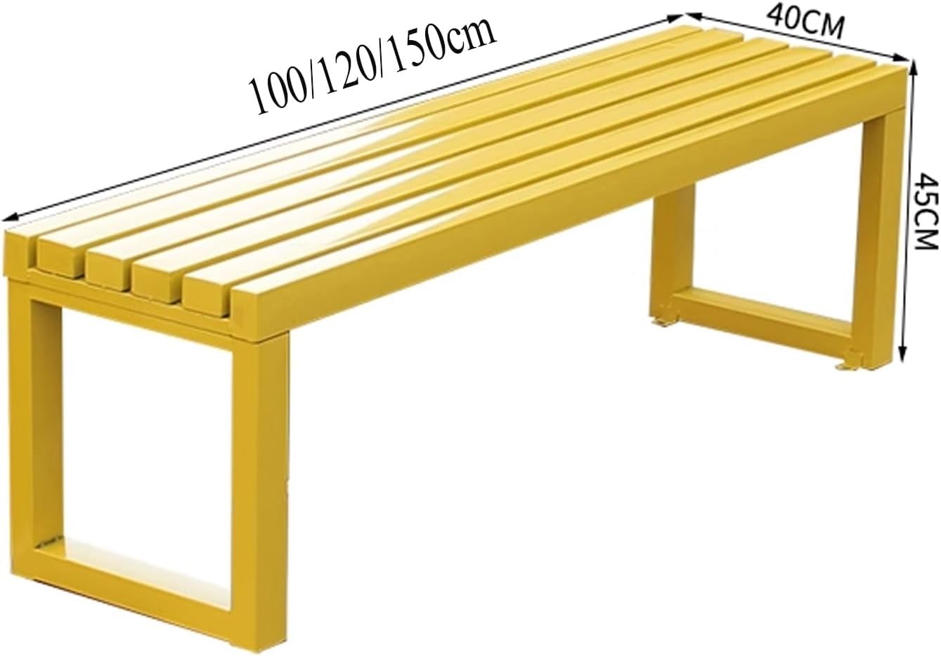 3 Seater Metal Garden Bench 150cm Backless Outdoor Patio Seat
