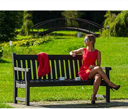 183cm Wooden Garden Bench 4 Seater Heavy Duty Park Seat Dark Grey