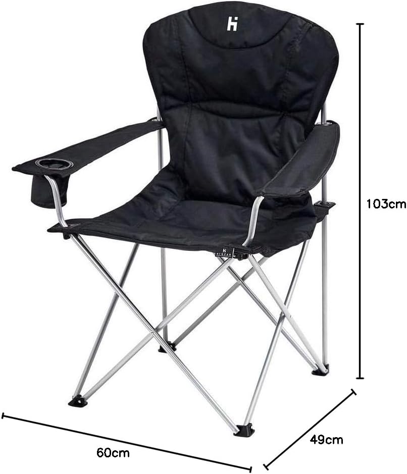 Portable Camping Chair with Insulated Drink Holder Black