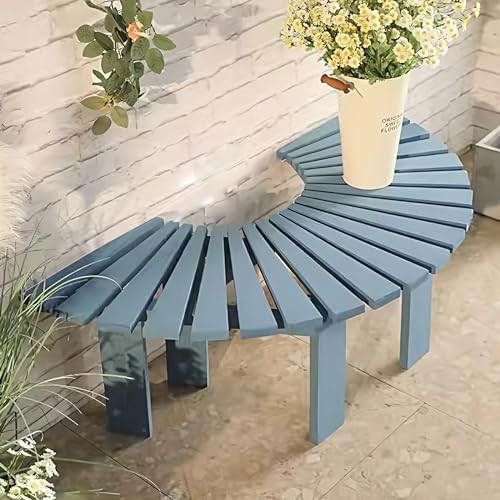 Curved Wooden Garden Bench Backless Outdoor Tree Patio Seat