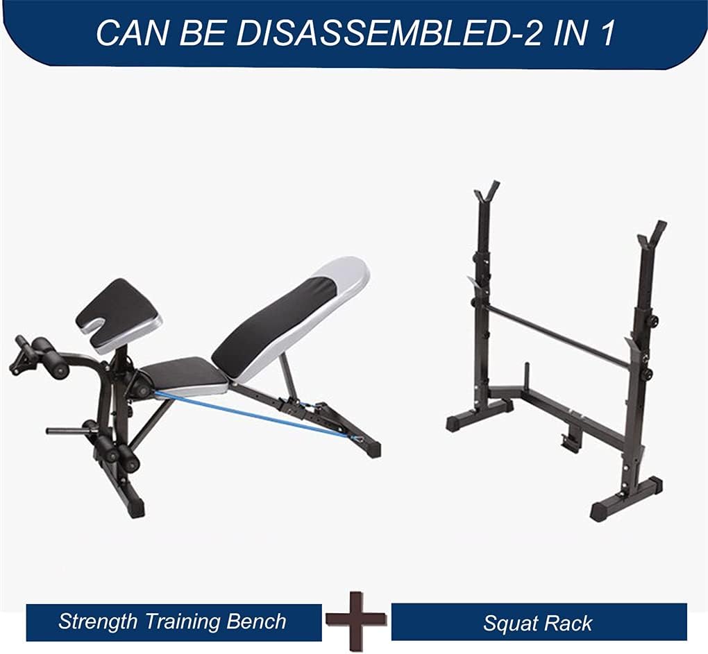 Adjustable Weight Bench Squat Rack Preacher Curl Leg Extension