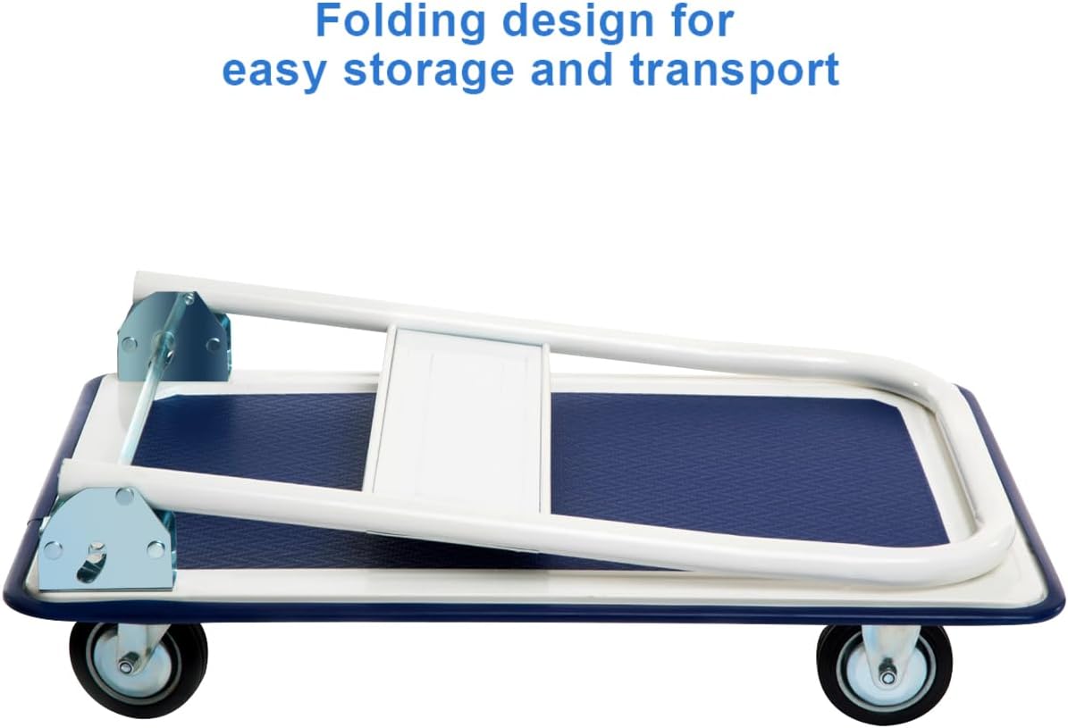 Heavy Duty Platform Trolley 150KG Flatbed Cart Blue