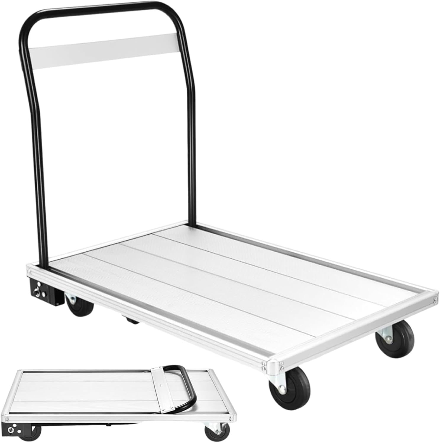 350KG Folding Platform Trolley Aluminium Flatbed Push Cart