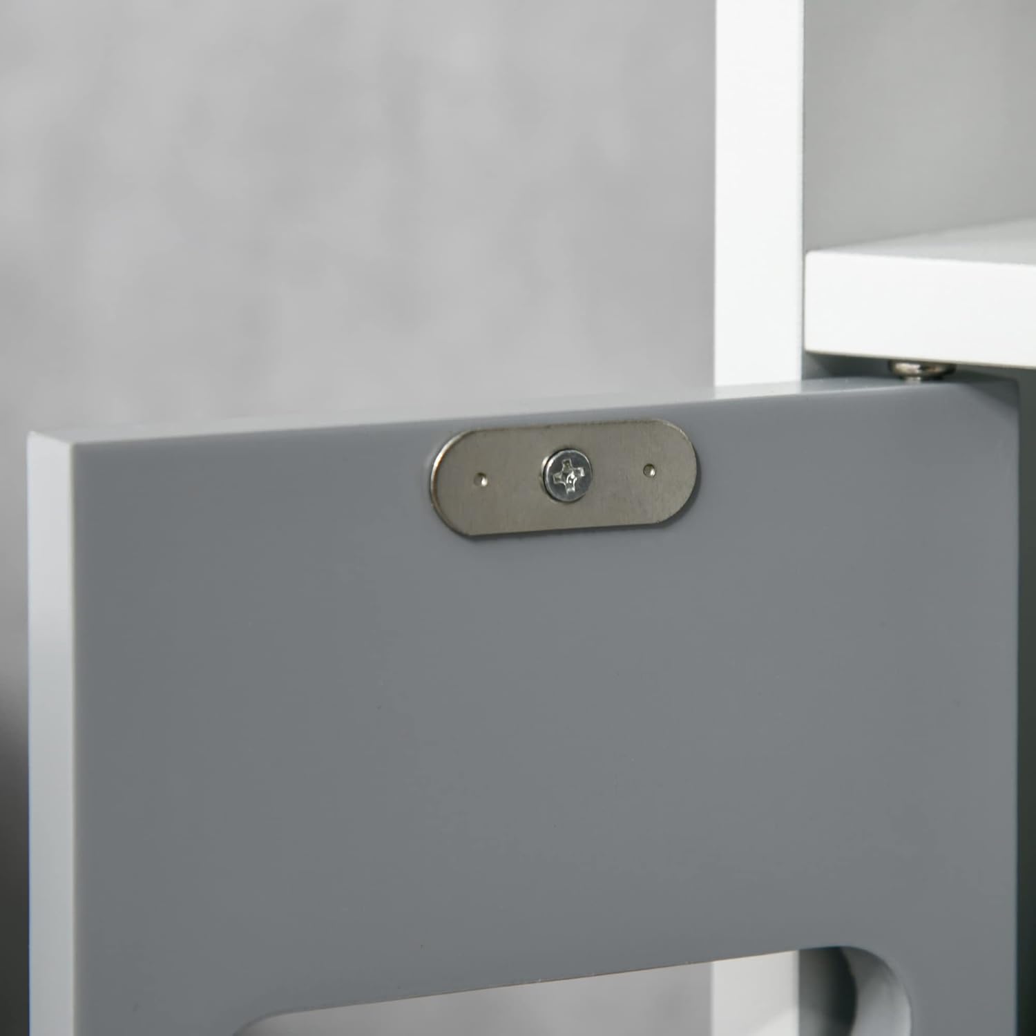 Slim Tall Bathroom Storage Cabinet 3 Doors Open Shelves Grey