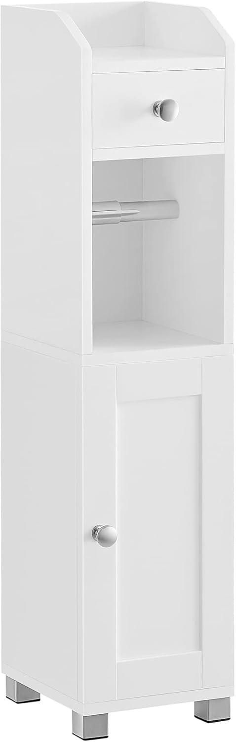 Small Bathroom Storage Cabinet Toilet Roll Holder White