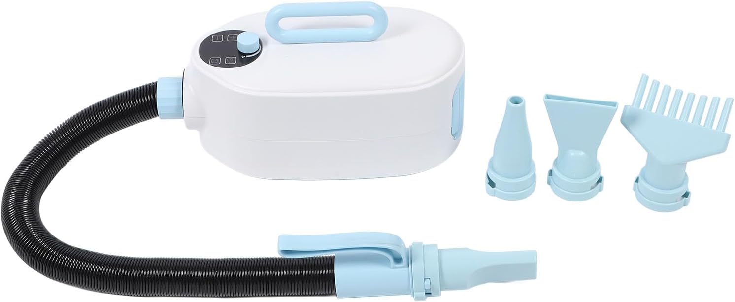 Pet Hair Dryer Grooming Vacuum Low Noise 4 Nozzle Blue