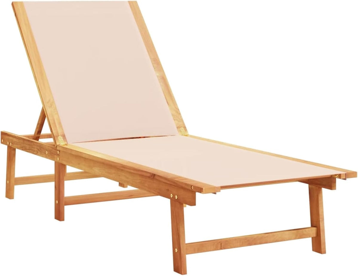 Acacia Wood Sun Lounger 5 Position Textilene Recliner