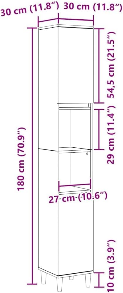 Tall Bathroom Cabinet Black Oak 2 Door Shelf Unit