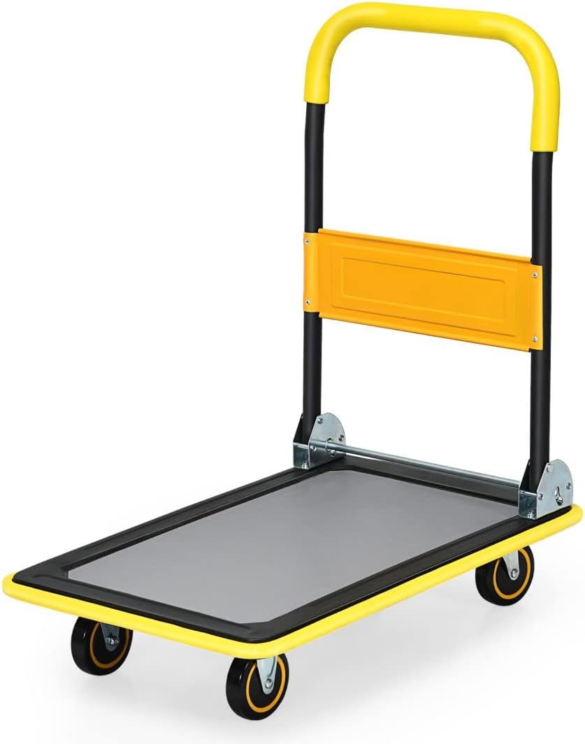 Heavy Duty Platform Trolley 150KG Flatbed Cart Yellow