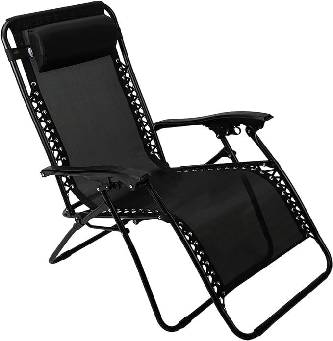 Zero Gravity Reclining Chair Black Folding Sun Lounger